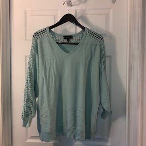 Turquoise 22/24 Lane Bryant Sweater w/Crochet Neck
